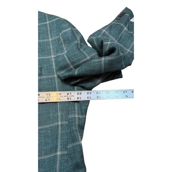Jack Victor Blazer Mens Size 44L Austin Green Plaid Sport Coat Wool Silk Linen - Picture 10 of 13